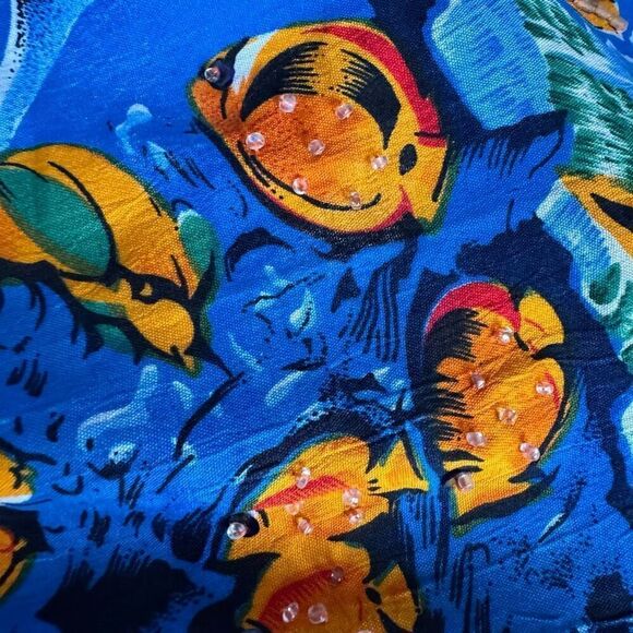 Y2K Tropical Fish Dolphin Hawaiian Beach Lua Dress Swim Wear - Picture 6 of 8